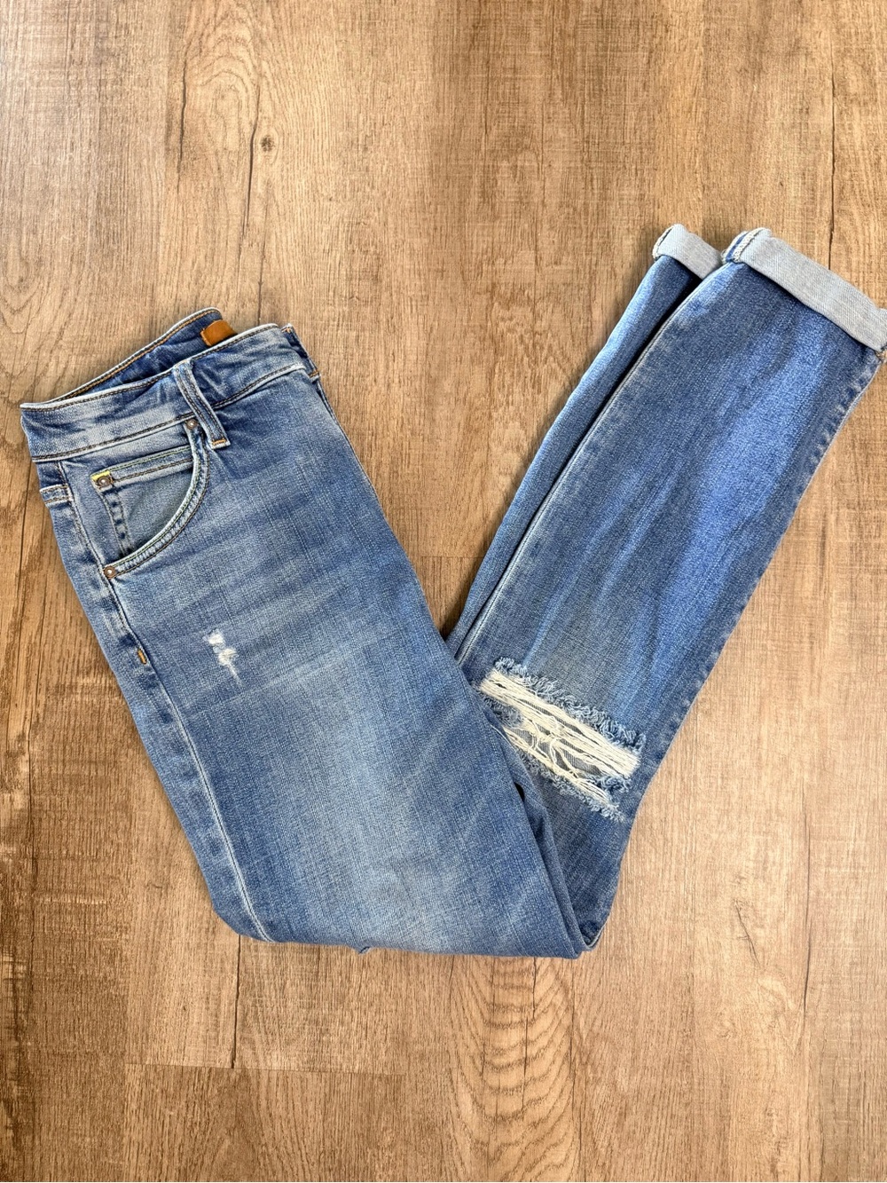 Joe's The Bella Skinny Distressed Light Wash Cuffed Jeans